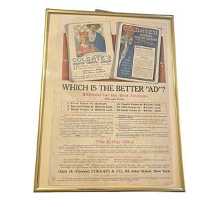 Vintage 1930s Colgate Magazine Ad Contest Framed